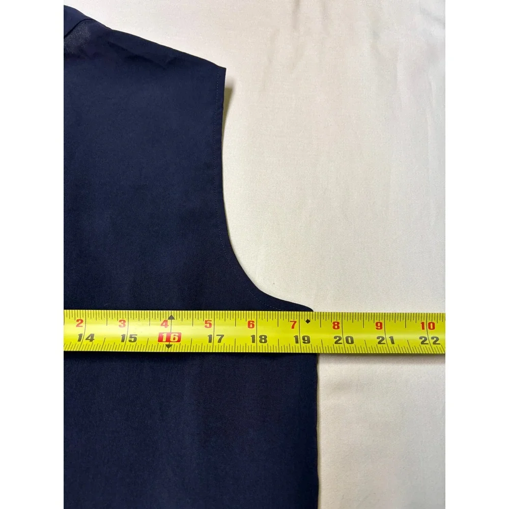 NWT Tory Burch Sleeveless Bow Blouse Navy Blue Mock Neck Top Womens Size 10 $250